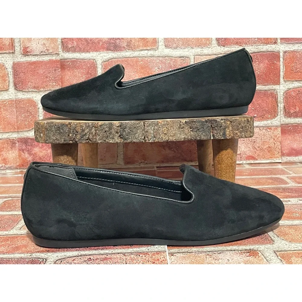 Vionic Coral Black Suede Slip On Loafers Womens 7.5 Wide Flats UN:07-2025
